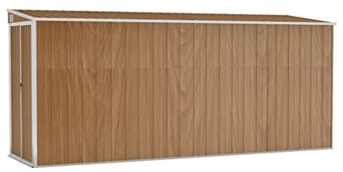 vidaXL Wall-mounted Garden Shed Brown 118x382x178 cm Galvanised Steel