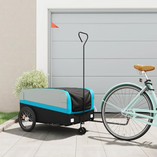 CIADAZ Fahrradanhänger Schwarz und Blau 45 kg Eisen, Fahrrad Anhänger, Lastenanhänger, Handwagen, Fahrrad-lastenanhänger, Lastenfahrrad - 94065