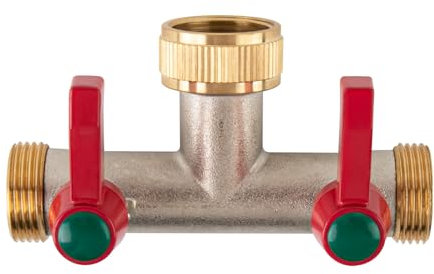Tesmotor Distributeur en T pour robinets, Robinet Triple Sortie en Laiton G 3/4 Pouce, Distributeur 3 Voies avec Vannes à Bille Séparées