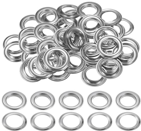 QUARKZMAN Grommet Werkzeug Kit 20mm Tülle 40 Sets Ösen Scheiben Ösenzange Set Planenösen Rostfrei Silber Schlagösen mit Box für Planen Leder Stoff Vorhang Poolabdeckung Kleidung, Silber