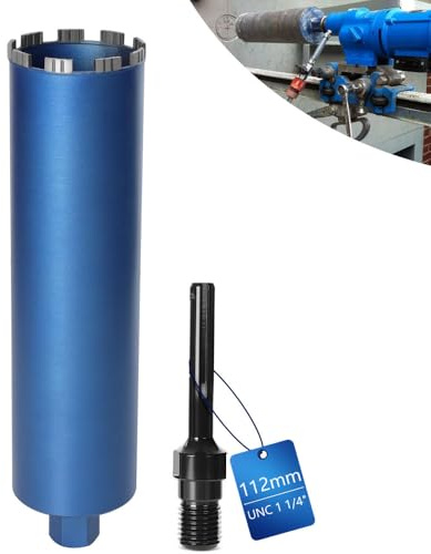 XIIW Corona Diamantata Ø112mm L460mm per Carotaggio con Adattatore SDS-MAX | Punte da Trapano Turbo 10mm per Carotatrice, 1 1/4 UNC, per Cemento Armato, Granito e Muratura, Carotatrice a Tazza per Muro