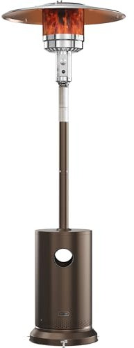EAST OAK 55,000 BTU Propane Patio Heater with Round Table & Stainless Steel Burner, Outdoor Heater with Wheels, Ideal For Large Patios, Gardens, Outdoor Events, and Commercial Use, Bronze