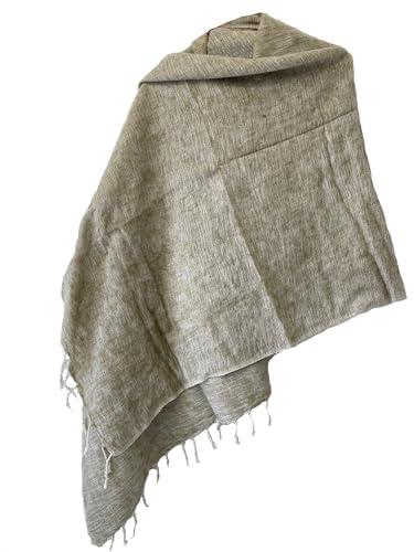 Schals, Wickeltuch, Meditationsschal, Decke aus Yakwolle, wunderschöne, weiche, handgewebte bunte Schals aus Nepal, Fair Trade, natur, L