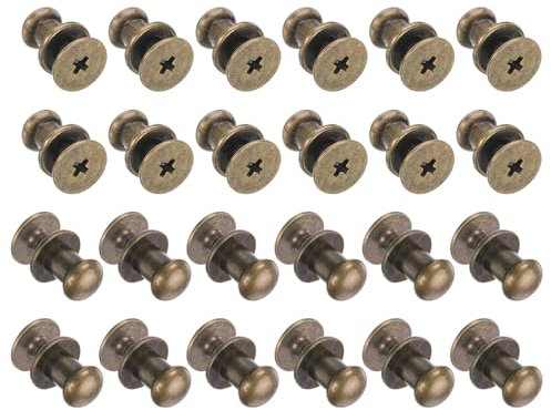 QUARKZMAN 24 Stück Mini Schubladenknöpfe 5,9mm x 7,6mm Vintage Antike Möbelknöpfe Runde Schubladengriffe mit Schrauben Schranktürknöpfe für Schränke Schublade Schmuck Box Kommode Bronze