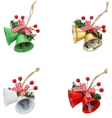 Vjeybv Weihnachtsbaum-Glocken-Ornamente – bunte Weihnachtsbaum-Hängedekorationen, Glockenanhänger, Dekoration, hängende Ornamente mit Umhängeband für Weihnachtsbaum, Heimdekoration, Hochzeit, Party,