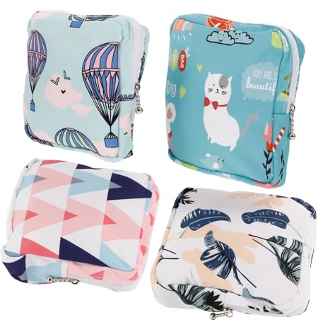 minkissy 4pcs Sanitary Napkin Storage Bags Tampon Pouch Outdoor Women Purse Use for Sanitary Towel Bag at Home Travel