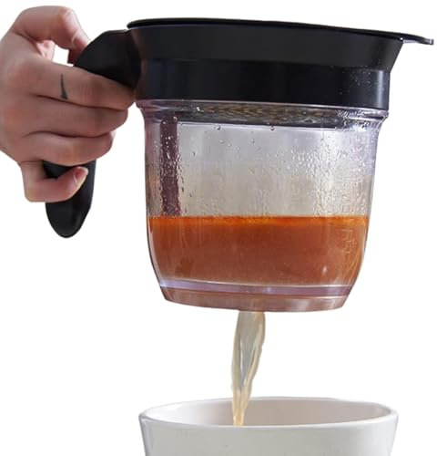 pistro Fettabscheider mit Bodenabgabe, Fettsieb, Becher für Speiseölabscheider für Soßen, Suppen und Eintöpfe, einfache Bedienung und hohe Effizienz