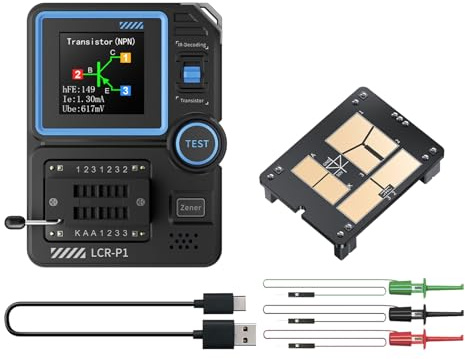 LCR-P1 Transistor Tester, Handheld Oscilloscope Multimeter, TFT Diode Triode Capacitance Meter LCR ESR Meter NPN PNP MOSFET IR Tester