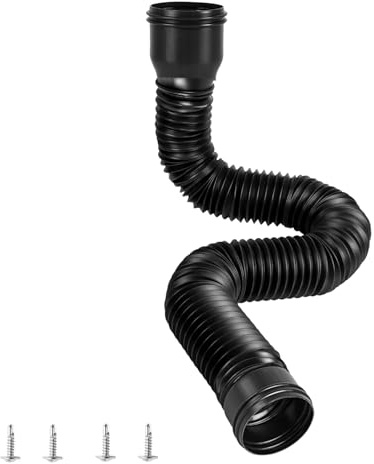 Dachrinne Flexible Fallrohr Verlängerung,Auffangbecken Fallrohr Erweiterungsset,Dehnbar Regenrinnen Fallrohr Ablauf,Flexibel Rund für Fallrohr Erweiterung von 47 bis 150 cm,Schwarz 1PCS