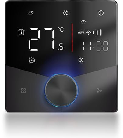 Termostato de Aire Acondicionado WiFi, Controlador de Temperatura del Aire Acondicionado 8 8 Efectos de Iluminación para el Hogar (Black)