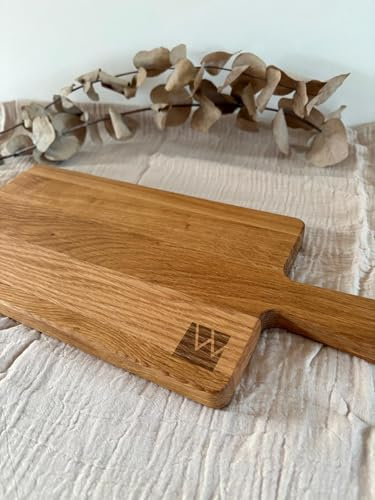 Schneidebrett Holz Eiche Holzbrett Küche Holzschneidebrett Küchenzubehör Groß und Klein Brotbretter und Servierbretter Wooden Cutting Board (Eiche Griff, 38x17x1,8cm)