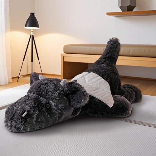 TRAVELKNOT 50cm 1kg Vikt Vuxen Husdjur Draken Husdjur Draken Svart Viktade Fyllningsdjur Mjuka Stora Tyg Djur Drake Plush Djur SöTa GåVor Till Barn