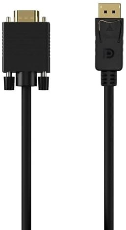 VoltShine Cable conversor DisplayPort a VGA, color negro, 1.0m, ideal para conectar dispositivos con DisplayPort a monitores VGA.