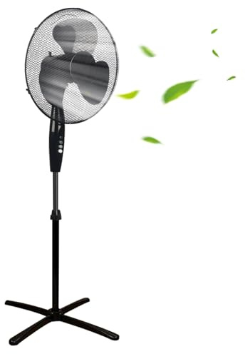 Grennswick 16 Inch Pedestal Floor Fan with Oscillating Blades Tilted Head 3 Speed Settings, Sleek Design Perfect for Homes, Offices, and Bedrooms (Black)