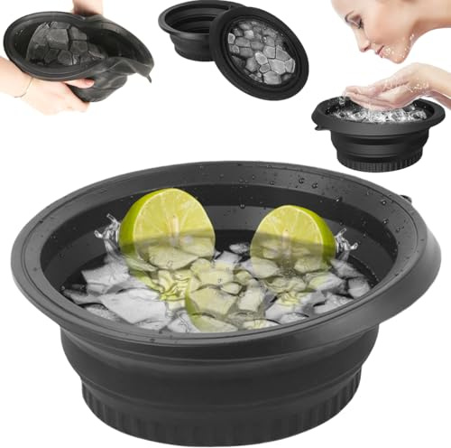 MQIAN Eisbad Gesicht Schüssel, Face Ice Bath Bowl, Schale Gesicht Eisbad, Eisbad Gesicht Faltschüssel, Silicone Washbasin Faltbare für Schwellungen Linderung, Pore Shrinking