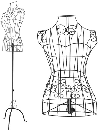 Metall Schneiderpuppe in Schwarz - höhenverstellbare Vintage Kleiderpuppe - ideal als weibliche Schaufensterpuppe oder Kleiderständer - Design Eisenmannequin für Boutiquen/Messen