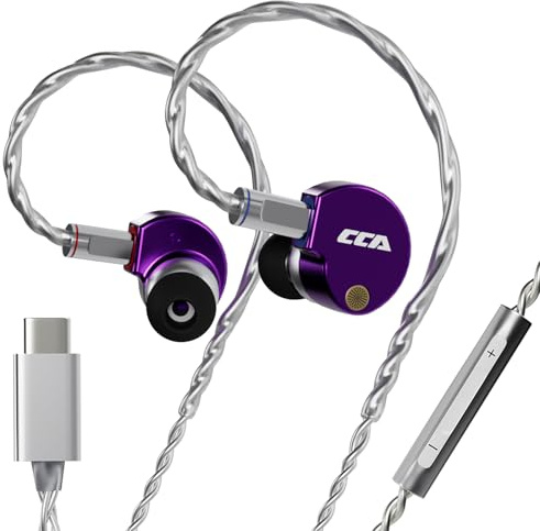 CCA Phoenix – In-Ear-Monitoring-Kopfhörer – IEM mit dynamischem Doppelmagnet-Treiber mit HiFi-Klarheit und tiefen Bässen, professionelle, vollständig metallische Gaming-Kopfhörer für Musiker, Sänger
