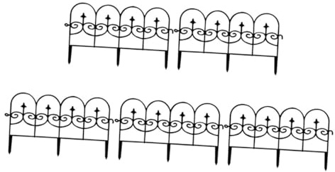 Alasum Lot de 5 Panneaux de Clôture Temporaire en Plastique pour Chien et Jardin, Bordure de Cour Extérieure, Panneaux Modulables Imitation Fer, Clôture D’intimité Polyvalente,