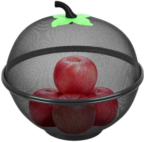 Hbbgdiy Ciotola per Frutta in Metallo a Forma di Mela con Coperchio Ciotola Coperta per Cesto di Frutta a Maglia fine da 10 Pollici per Verdure da Cucina Snack Pane Stoccaggio da banco