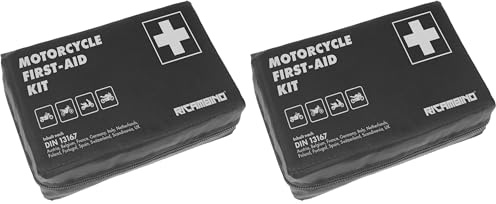 Ricambino Motorrad Erste-Hilfe-Set - Klein und kompakt. Verbandtasche/Verbandkasten nach DIN 13167 für alle europäischen Länder geeignet. (Packung mit 2)