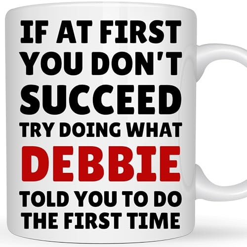 Be Buz Personalized Coffee Mug – “If At First You Don’t Succeed” Sarcastic Quote 11oz White Ceramic Mug – Custom Name Gag Gift for Coworker, Friend, Office Humor Mug