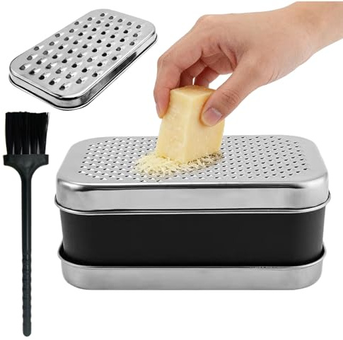 Rallador de Queso,Utensilios de Cocina con Recipiente con Tapa | Set de Rallador y Cortador de Verduras | para Alimentos, Fruta, Patata, Jengibre, Pepino, Zanahoria, Preparación de Comidas, Hogar,