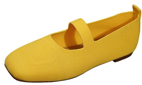 Bailarinas para Mujer Zapatos Medievales Verano Cómodos Terciopelo Tradicionales Ancho Elegantes Gimnasia (Yellow, 43) #51