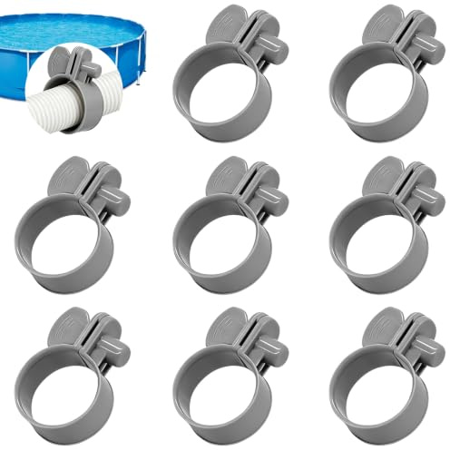8 Pièces Collier de Serrage Plastique pour Tuyau Piscine, 32mm Collier de Serrage Réglable pour Piscine, Collier de Serrage en Plastique pour Piscine, pour Maison, Extérieur, Jardin, Industrie