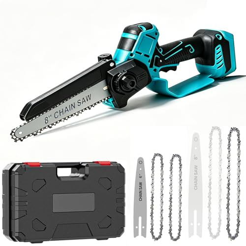 Mini tronçonneuse sans fil compatible avec Makita 18 V (sans batterie) | tronçonneuse électrique de 20,3 cm et 15,2 cm avec chaîne, huile automatique, scie à chaîne pour outils de jardin