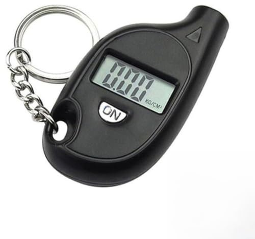 Floweringbeter Tester di pressione dei pneumatici per auto, con display LCD digitale e design portachiavi, per lettura veloce e affidabile PSI KPa Bar Cm2 (nero)