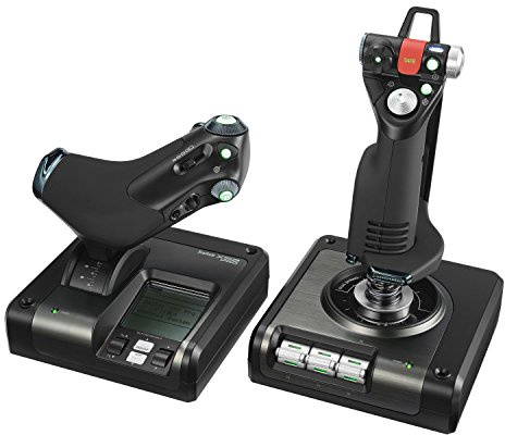 Logitech G Saitek X52 Pro Flight Control System, Controller and Joystick Simulator, LCD Display, Illuminated Buttons, 2xUSB, PC - Black/Silver