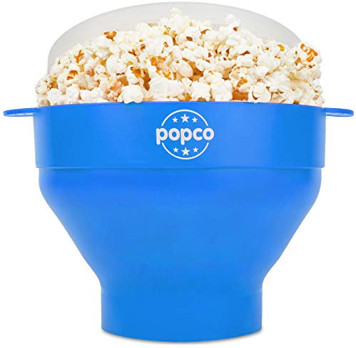 Popco - Máquina de silicona auténtica para hacer palomitas de maíz en el microondas, con asas y sin BPA