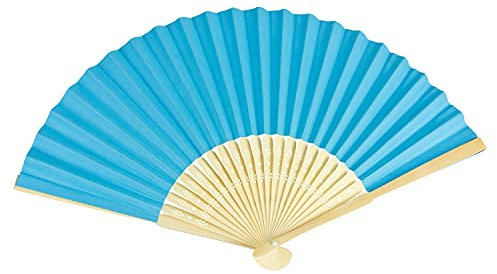 VON LILIENFELD Abanico Bella - Abanicos de papel, turquesa, 20 x 30 cm, Contemporáneo