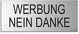 Werbung Nein Danke Schild Aluminium Edelstahl-Optik selbstklebend 60×25 mm Nr.29043-S