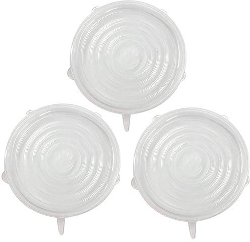 Lot de 3 grands couvercles extensibles en silicone de 24,9 cm, passent au micro-ondes, au lave-vaisselle, au réfrigérateur, réutilisables et durables pour garder les aliments frais et respectueux de
