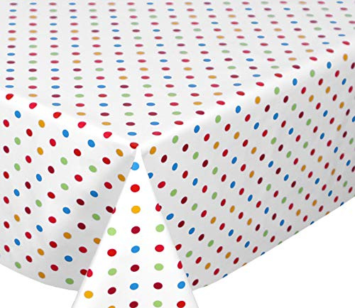 BEAUTEX Wachstuchtischdecke Bunte Punkte oval 140x200 Basteltischdecke | Punkte, wasserabweisend, zuschneidbar, als Basteltischdecke, Maldecke für Kinder sowie für Balkon & Garten, pflegeleicht