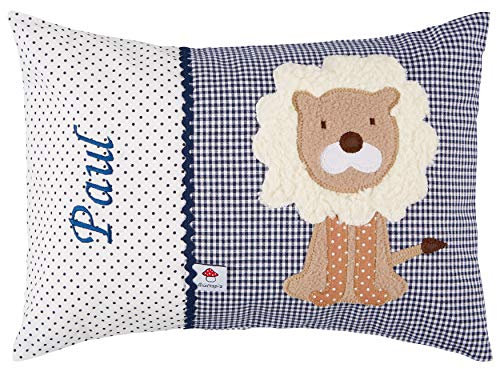 Glückspilz Namenskissen Babykissen I Löwe I Dunkelblau I 40 x 60 cm