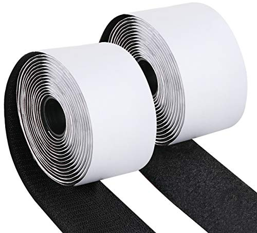 Klettband Selbstklebend, 3m x 50mm Klettverschluss Selbstklebend Schwarz, Extra Stark Schwarz Strapazierfähig Selbstklebende, Doppelseitig Klebende mit Klettverschluss für Basteln Heimwerkerprojekte