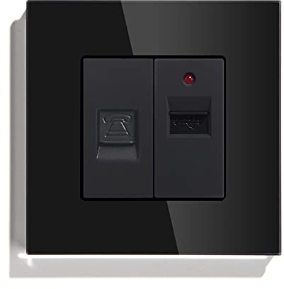 BSEED TL + 3.1A USB Crystal Frame Einzelne Telefonsteckdose und Einzelne USB-Ladesteckdose Schwarz