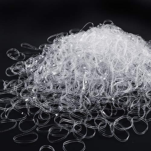 MORGLES 1000pcs Clear Hair Elastic Bands, Durable & Stretchy Rubber | Easy Glide, Mini Hair Bands for Adult Women, Ideal for Ponytails, Braiding, Curls, Daily Hair Styling, Salon Use