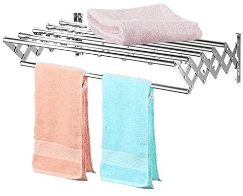LLLD Wäscheständer 304 Edelstahl Badezimmerregal Verdickter Wand-wäscheständer Rostfreier Langlebiger Faltbarer Teleskopischer Für Badezimmer (Size : 60cm/23.6in)