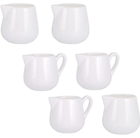 Housoutil Mini-Kaffeemilchkännchen, 6 Stücke Mini Keramik Creamer Milchkanne, 50 ml Sauce Pitcher Porzellan Für Sahnekännchen Kaffee Tee Milch Sahne Sauce