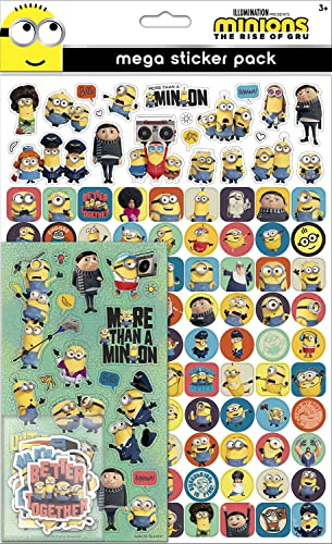Minions: The Rise of Gru Mega Sticker Pack | Three Types of Stickers (Around 150 Total) | Reusable on Non-Porous Surfaces