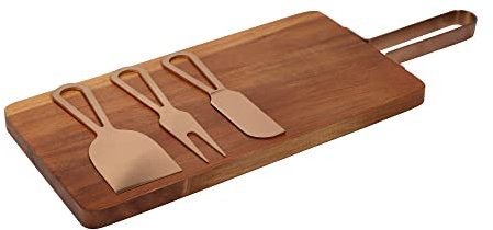 Holz-Käsebrett und Messer-Set Einweihungsgeschenke Holz-Wurstbrett mit 3 Käsemessern
