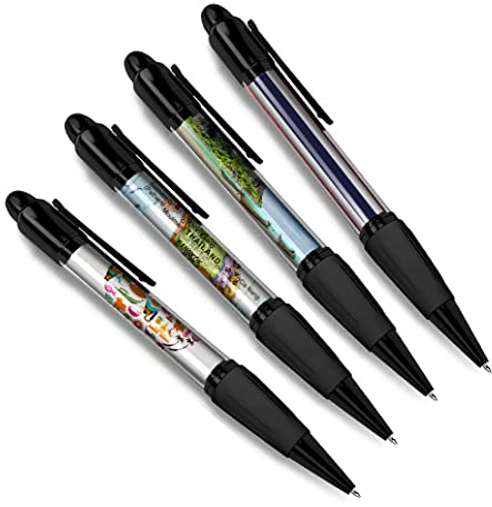 DV DESIGN Set di 4 penne a sfera Thailandia nero – Bandiera Thai mappa della città paese vacanza viaggio amici ragazzi ragazze uomini donne penna a tema #79542