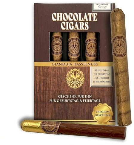 Zigarren Geschenk für Weihnachten Geburtstag Hochzeiten Männergeschenk Herrengeschenk, Gianduja-Haselnuss-Milchschokolade mit Vanillegeschmack Geschenkidee!
