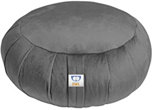 Sensory Owl Meditationskissen Yoga Kissen Zafu Samt Buchweizen Rund Dunkelgrau