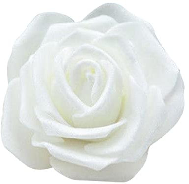 Tiuimk 50 Stück künstliche Schaumrosen, weiß, 6,5 cm Durchmesser, realistisch und lebendig für Hochzeit, Haus, Garten Dekor