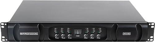 Pronomic MC6-400 Endstufe 6x 600 Watt, 5dB), THD 20 Hz - 20 kHz für 1 W: 0 | Ausgangsleistung (8 Ohm): 6x 400W RMS, Ausgangsleistung (4 Ohm): 6x 600W RMS, Ausgangsleistung (8 Ohm/gebrückt): 3x 1200W RMS