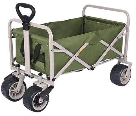 NRNQMTFZ Faltbar Strandwagen Rollbarer Gartenwagen Outdoor Sports-Beach Wagon,Breiter Auto-Reifen Gartenwagen,Transportkarre Gerätewagen,für Strand, Outdoor, Camping, Garten,150L(Forest Green)